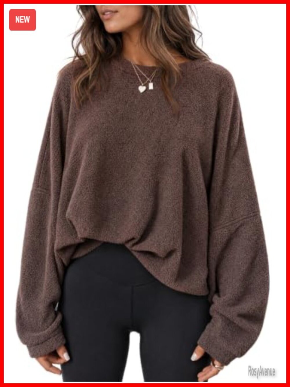 Oversized Polar Fleece Sweatshirt Fuzzy Crewneck Pullover Fall Top